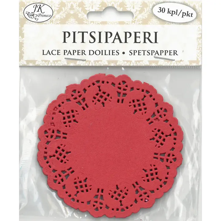 J.K. Primeco pitsipaperi ympyrä punainen 30kpl