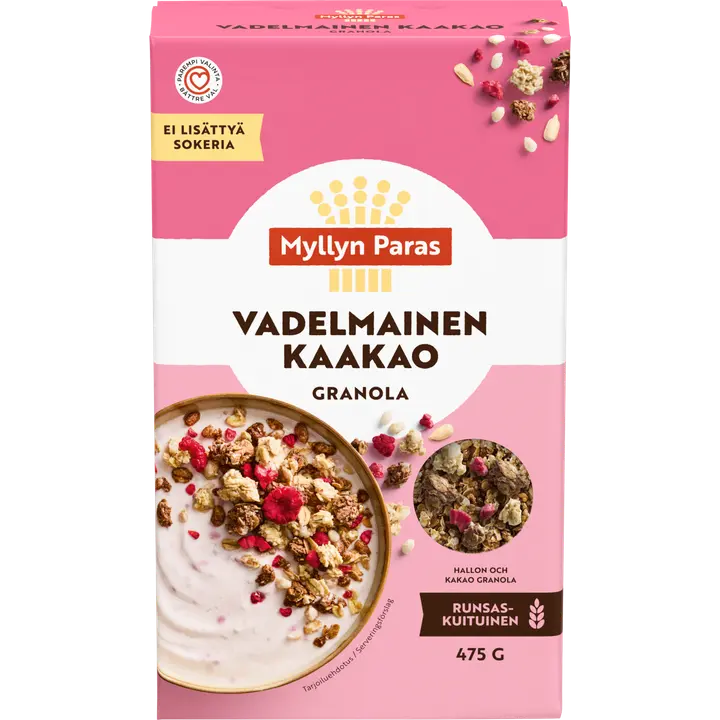 Myllyn Paras Vadelmainen Kaakao granola 475g