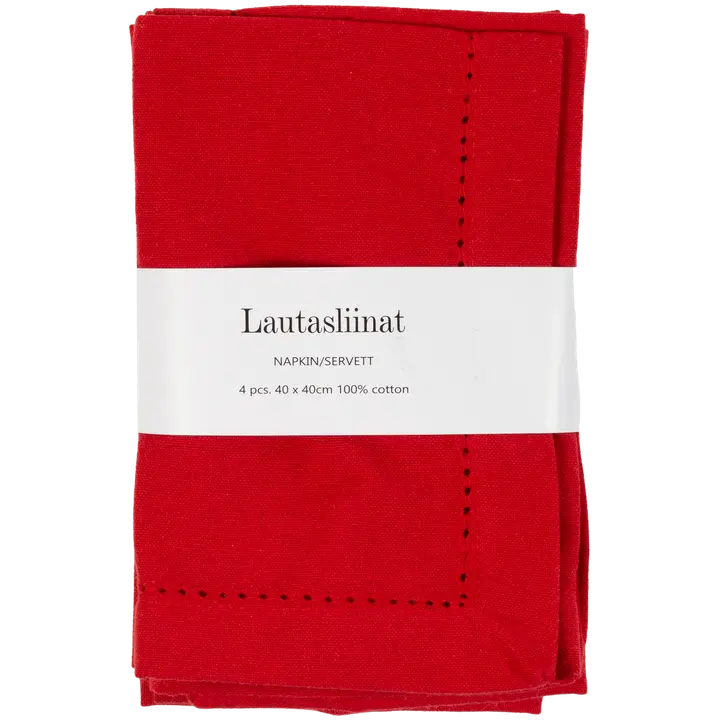 AmandaB puuvillalautasliinat 4 kpl punainen