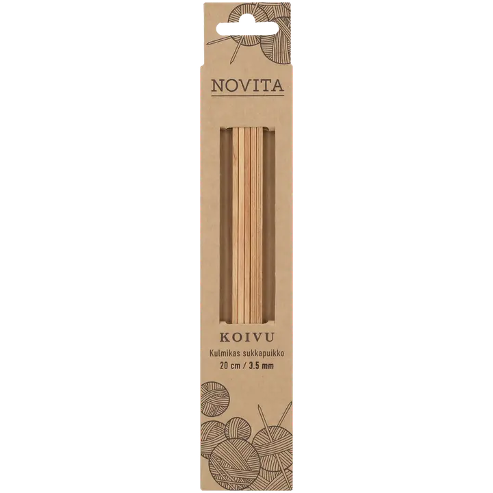 Novita Sukkapuikko kulmikas 20cm - 3,5 mm koivu