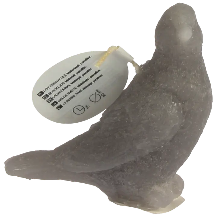 Lintu kynttilä 9 cm harmaa