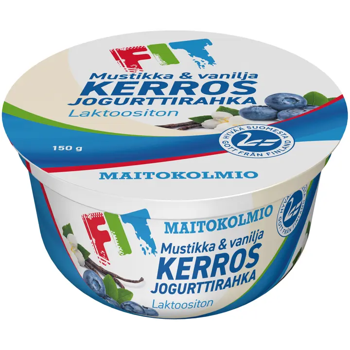 Maitokolmio FIT Kerrosjogurttirahka mustikka-vanilja 150 g laktoositon