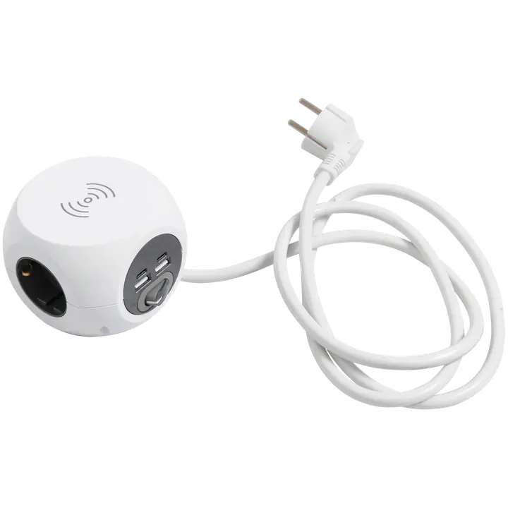 Airam Cube 3-os. kytkin WC 4USB 3m 2 X USB-A 2 X USB-C langaton lataus