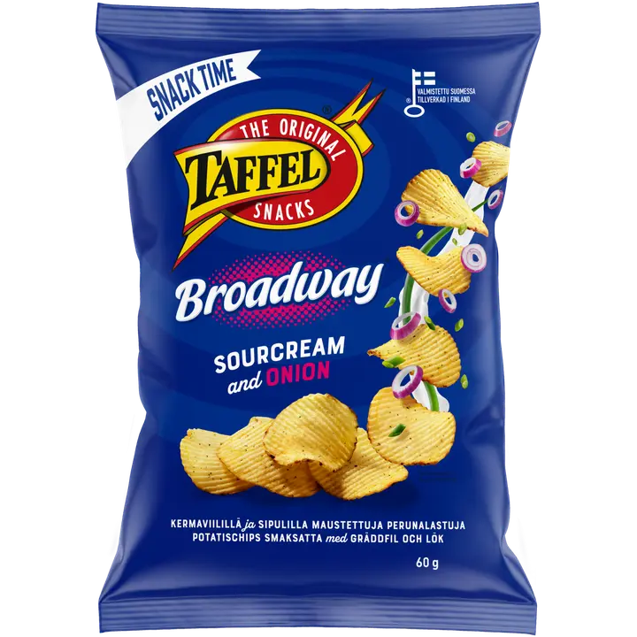 Taffel Broadway sourcream & onion maustettu sipsi 60g