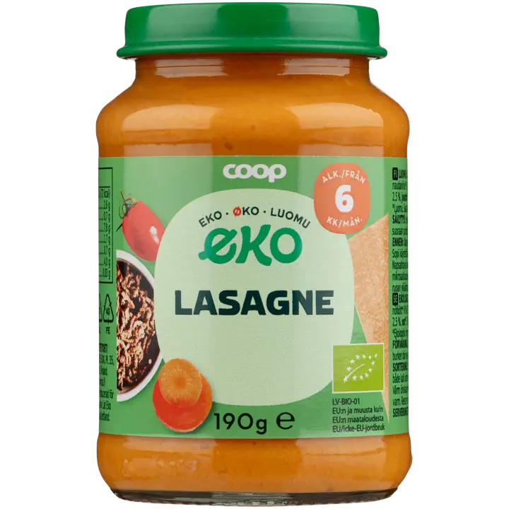 Coop Eko lasagne luomu 190 g 6 kk