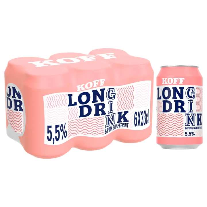 6-pack Koff Long Drink Pink Grapefruit 5,5 % tölkki 0,33 L