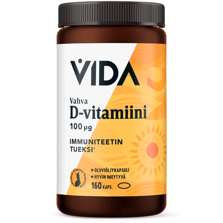 Vida ravintolisävalmiste Vahva D-vitamiini 100µg 160 kapselia/ 63 g