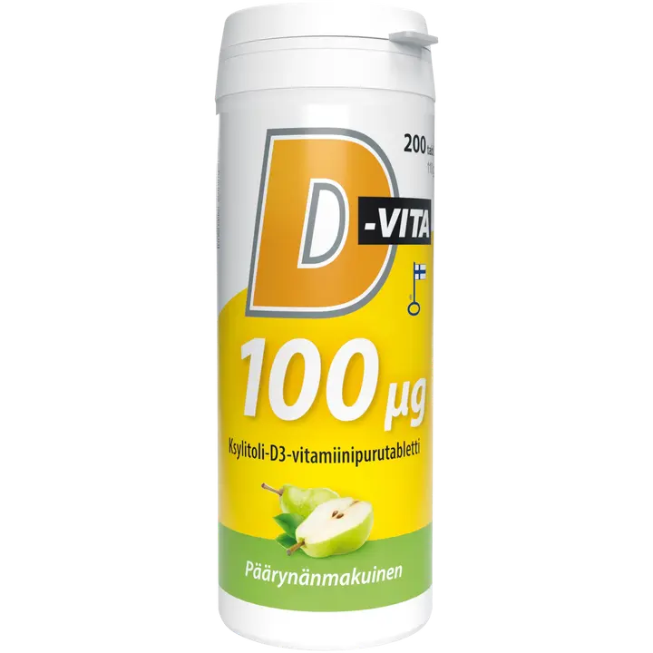 D-Vita D-vitamiini 100 ug päärynä purutabletti 200 tabl.