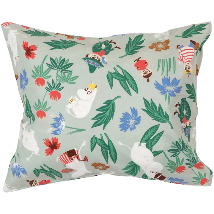Moomin Arabia tyynyliina Kukkaloisto 50x60 cm harmaa vihreä