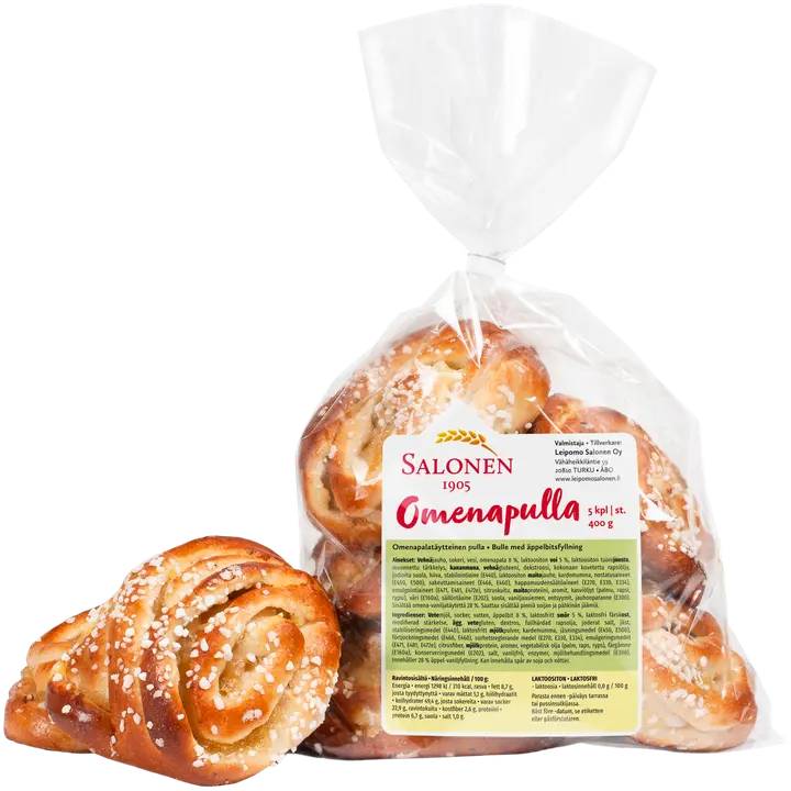 Perheleipuri Salonen omenapulla 5/400 g omenapalatäytteinen pulla