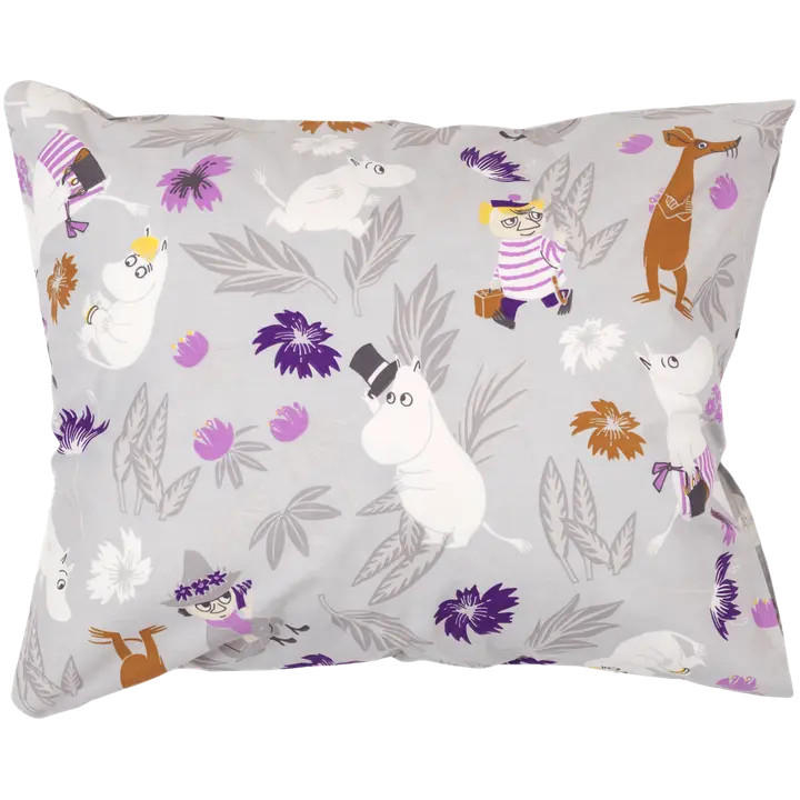 Moomin Arabia tyynyliina Kukkaloisto 50x60 cm harmaa lila