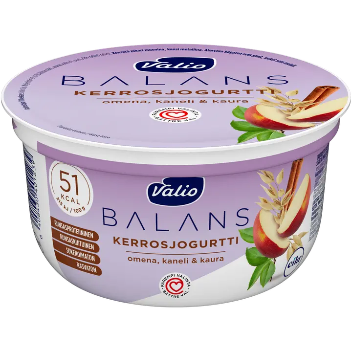 Valio Balans kerrosjogurtti 150 g omena-kaneli-kaura rasvaton laktoositon