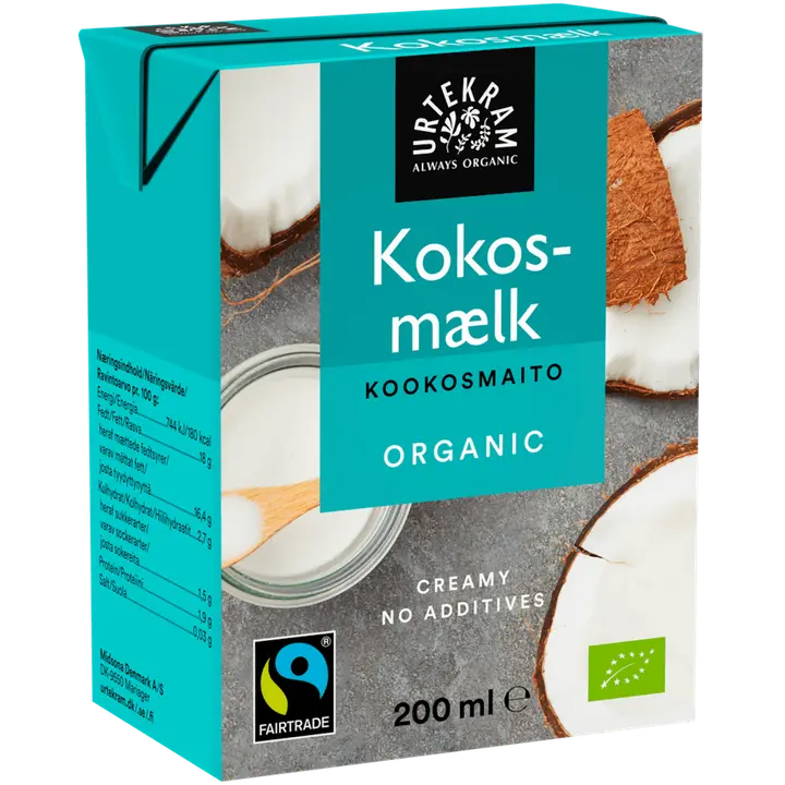 URTEKRAM Luomu Kookosmaito Fairtrade 200ml