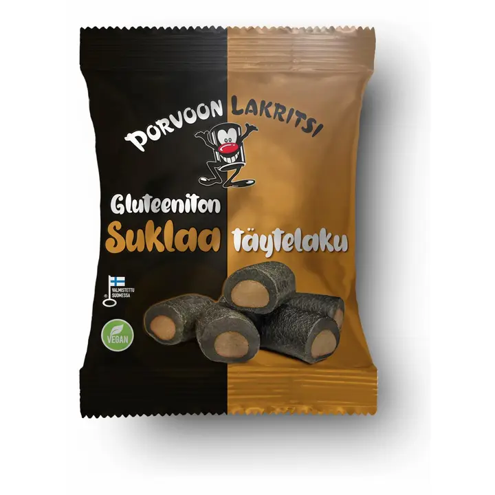 Porvoon Lakritsi Gluteeniton täytelakritsi suklaa150g suklaanmakuinen täytelakritsi