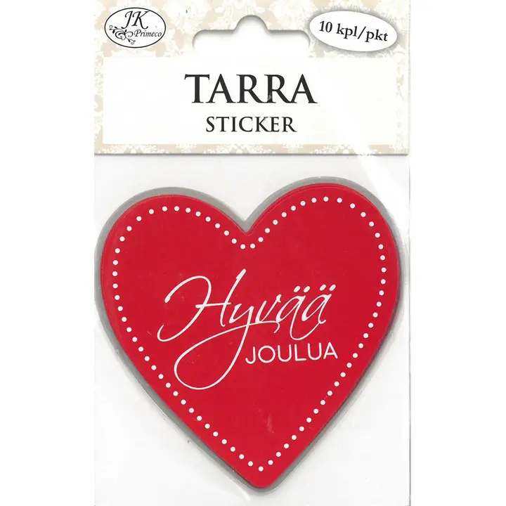 J.K. Primeco tarra Hyvää joulua sydän punainen 10kpl