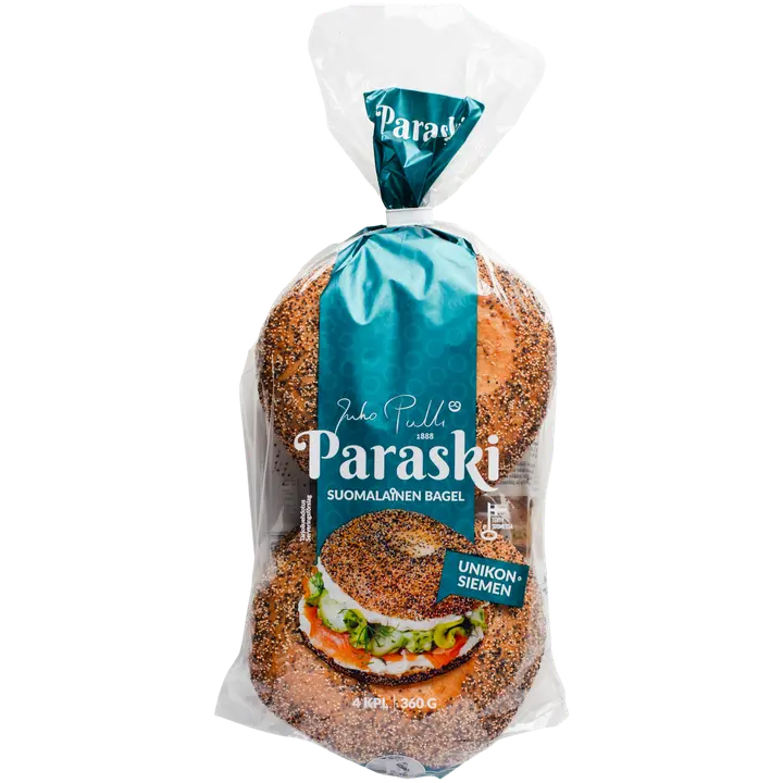 Juho Pullin Paraski - Suomalainen bagel 4 kpl 360 g unikonsiemen