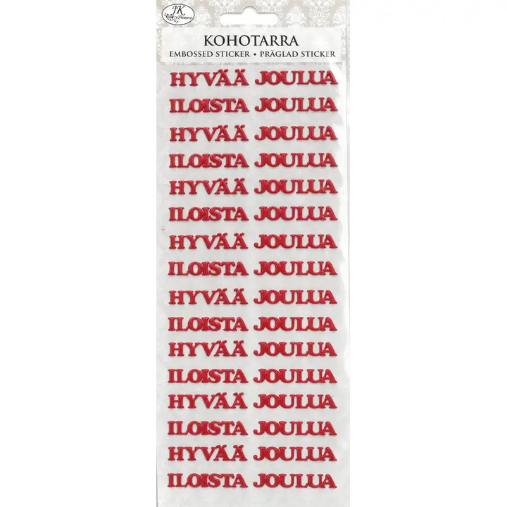 J.K. Primeco kohotarra Hyvää joulua punainen