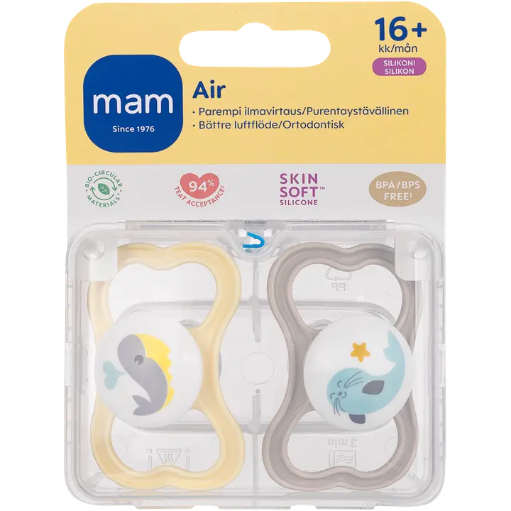 MAM Air 16+kk silikonitutti 2kpl