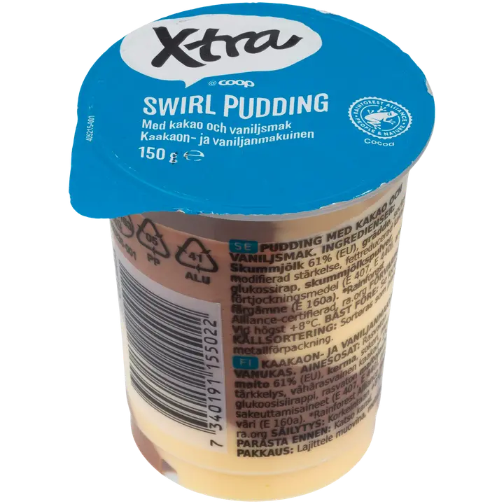 Xtra Swirl kaakaon- ja vaniljanmakuinen vanukas 150g