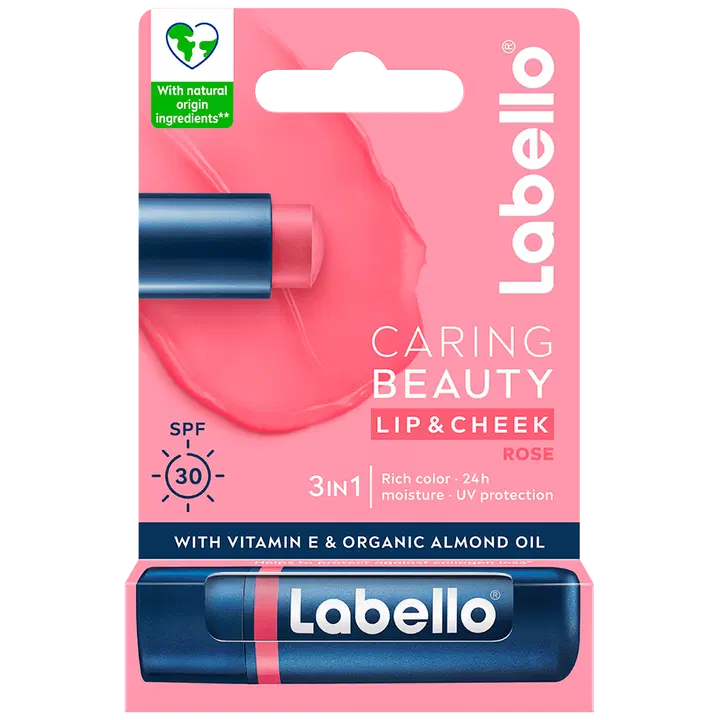 Labello 4,8g Caring Beauty Rose - sävyttävä voide huulille ja poskille