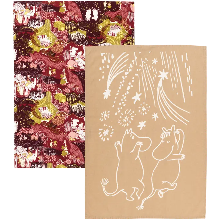 Moomin Arabia Muumi Juhlan Aika keittiöpyyhesetti 50x70cm 2kpl GOTS