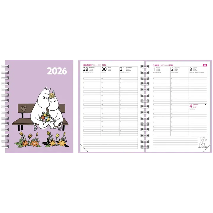 Vuosikalenteri Muumi 2026 A6 Romantic