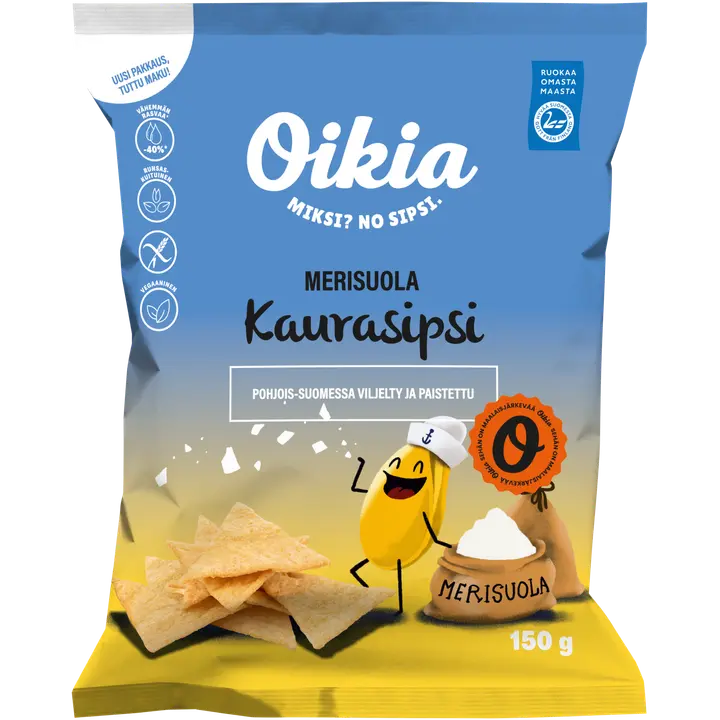Oikia Kaurasipsi merisuola 150 g