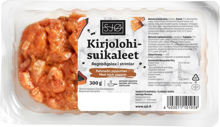 SJØ kirjolohisuikaleet pehmeän pippurinen 300g