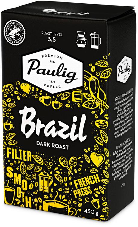 Paulig Brazil Dark Roast tumma paahto kahvi suodatinjauhatus 450g