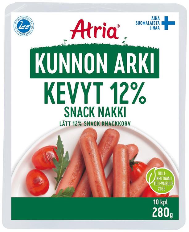 Atria Kunnon Arki Kevyt 12% Snack Nakki  280g