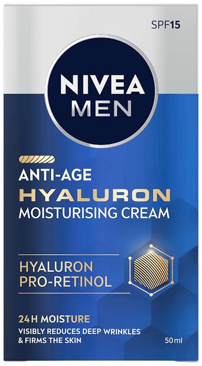 NIVEA MEN 50ml Anti-Age Hyaluron Face Moisturising Cream SPF15 -kasvovoide