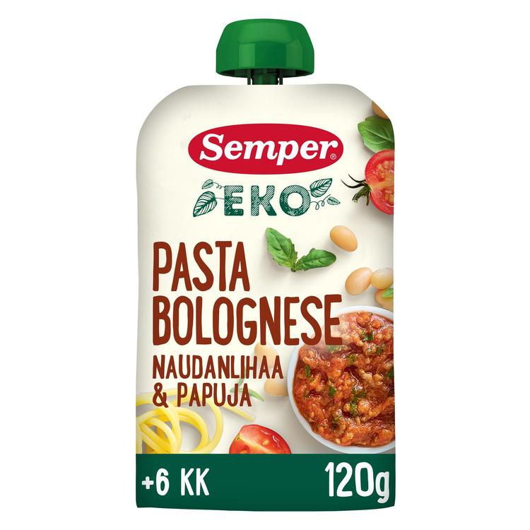 Semper EKO Pasta bolognese naudanlihaa ja papuja 6kk luomu lastenateria 120g