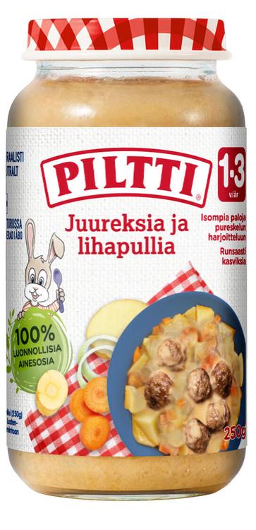 Piltti 250g Juureksia, lihapullia ja kermaa lastenateria 1-3v