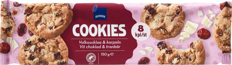 Rainbow Cookies valkoinen suklaa ja karpalo 150 g