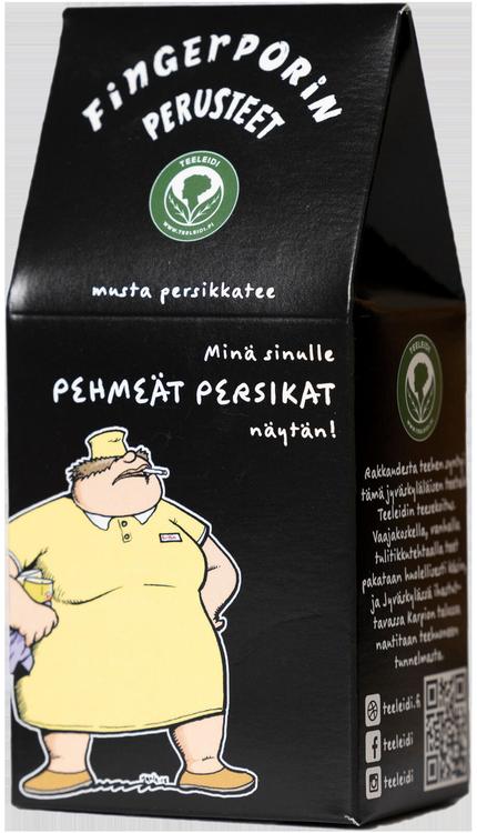 Teeleidin Fingerporin perusteet; Rivo-Riitan Minä sinulle pehmeät persikat näytän! Musta tee persikalla 60g