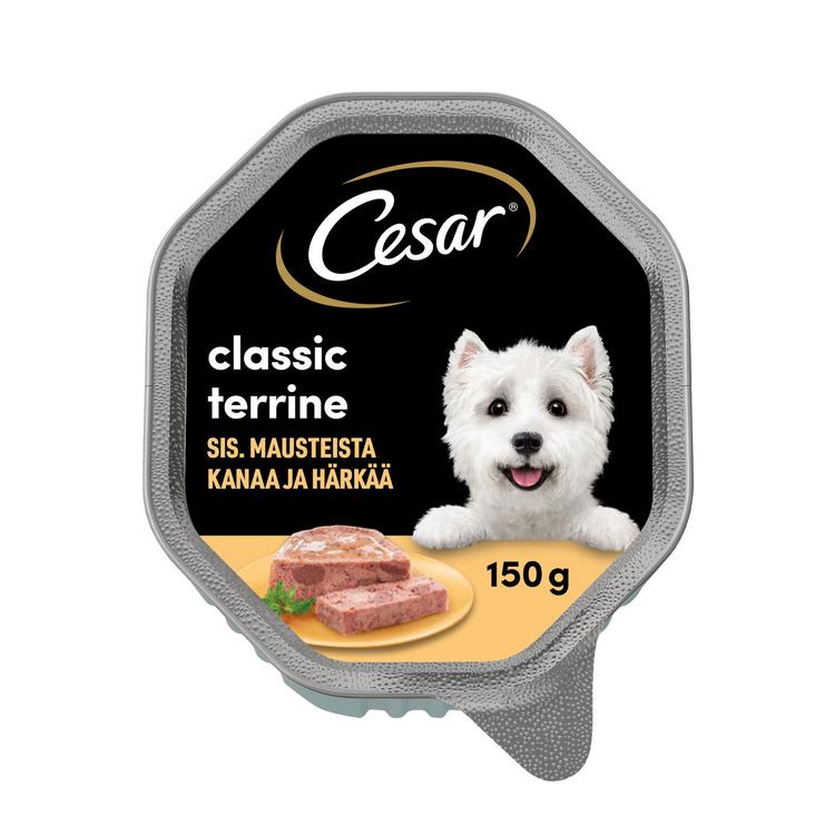 Cesar Classic Terrine sis. Kanaa ja Härkää terriinissä - Koiran märkäruoka annosrasiassa - (150 g)