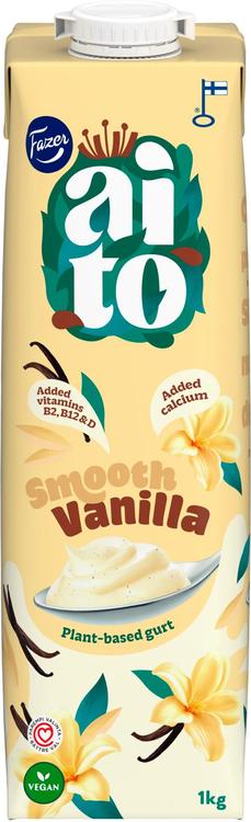 Fazer Aito Kasvipohjainen Gurtti Vanilja 1 kg, vaniljakauravälipala