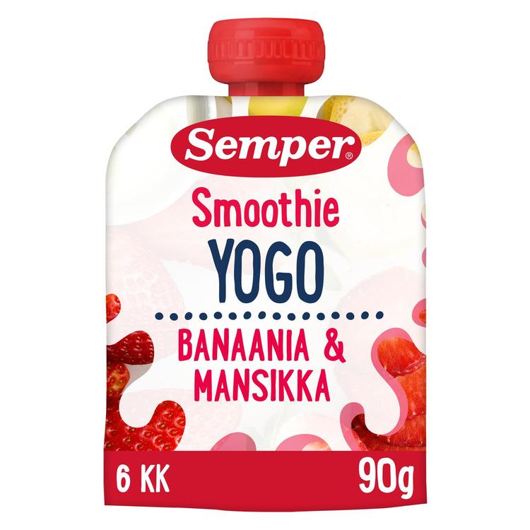 Semper Yogo Smoothie Banaani & mansikka 6kk jogurtti-hedelmäsose 90g