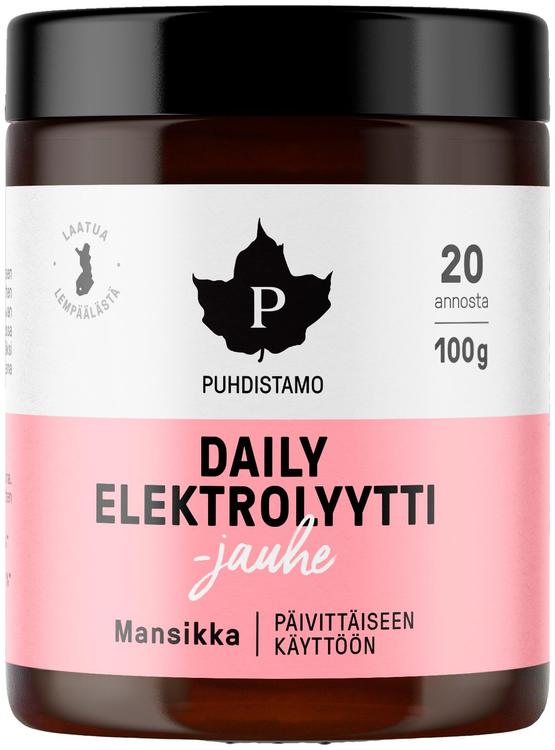Puhdistamo Daily Elektrolyyttijauhe Mansikka 100 g