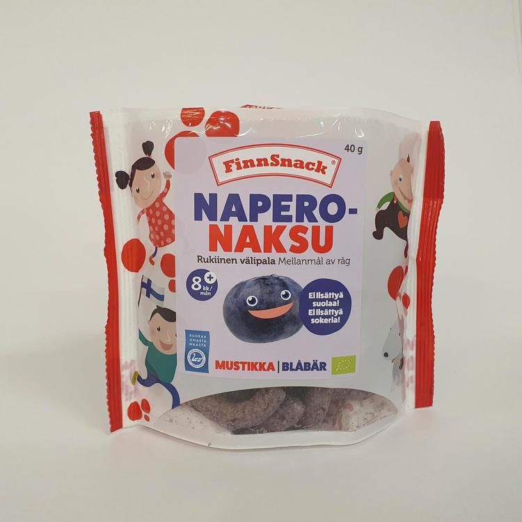 FinnSnack NaperoNaksu luomu mustikka rukiinen välipala 40g