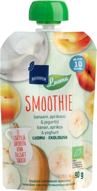 Rainbow smoothie banaani, aprikoosi & jogurtti luomu 90 g 10 kk