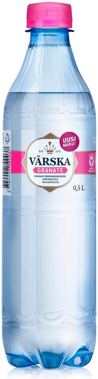 Värska Granate, granaattiomenan makuinen mineraalivesi, hiilihapollinen 0,5L PET