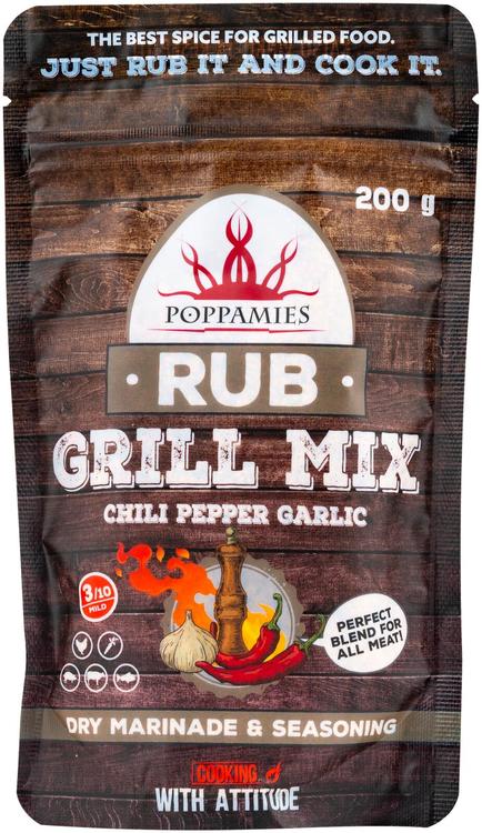 Poppamies Rub Grill Mix chili-pepper-garlic mausteseos 200g