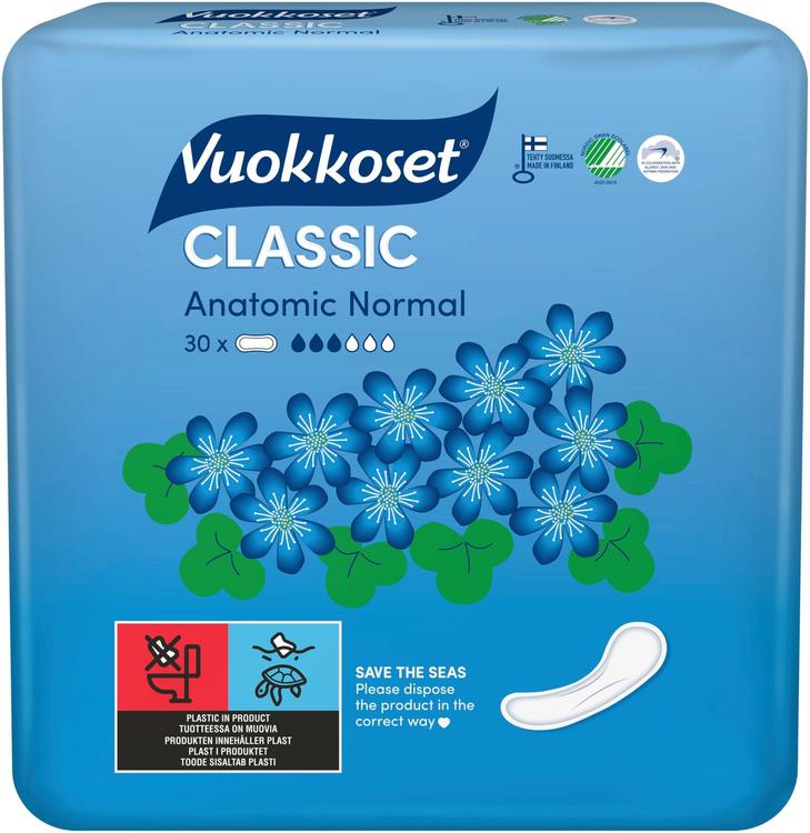 Vuokkoset Classic Anatomic Normal Terveysside 30 kpl