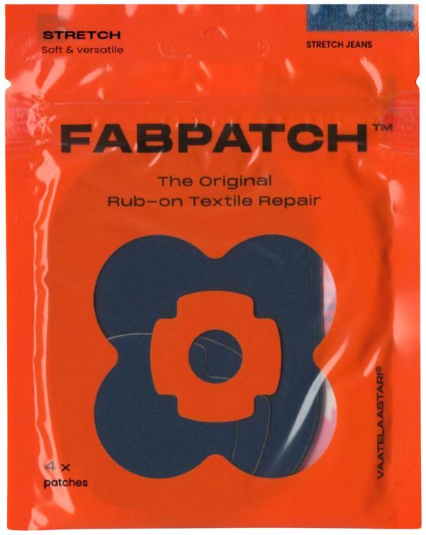 Vaatelaastari FabPatch, STRETCH JEANS -Vaatelaastari, hankaamalla kiinnittyvä tekstiilien korjauspaikka