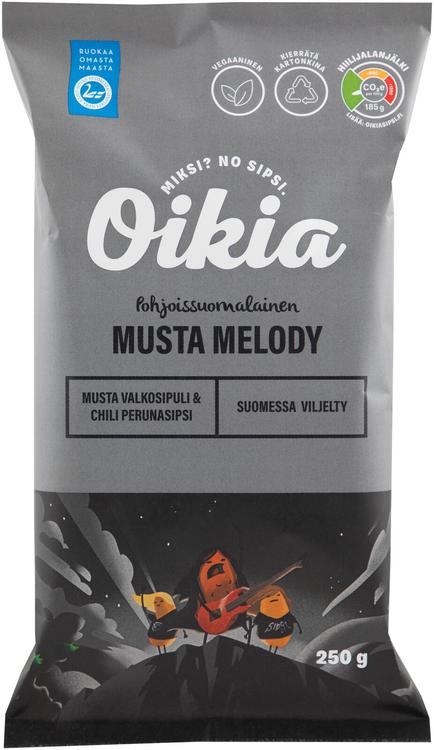 Oikia Musta Melody musta valkosipuli & chili perunasipsi 250g