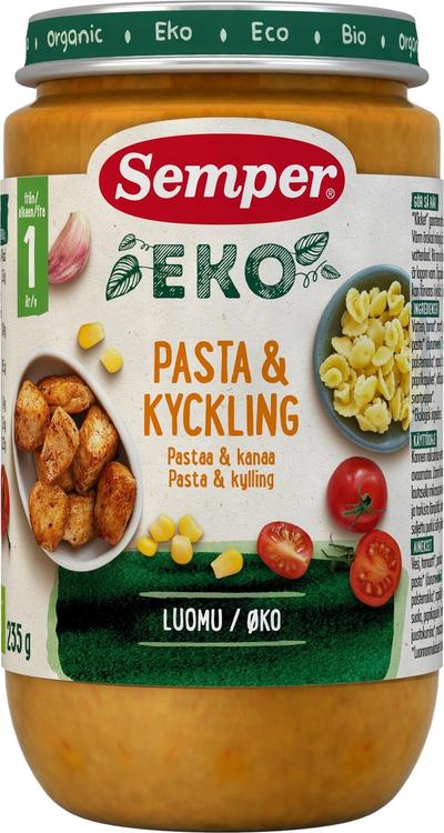 Semper EKO Pastaa & kanaa 1v luomu lastenateria 235g