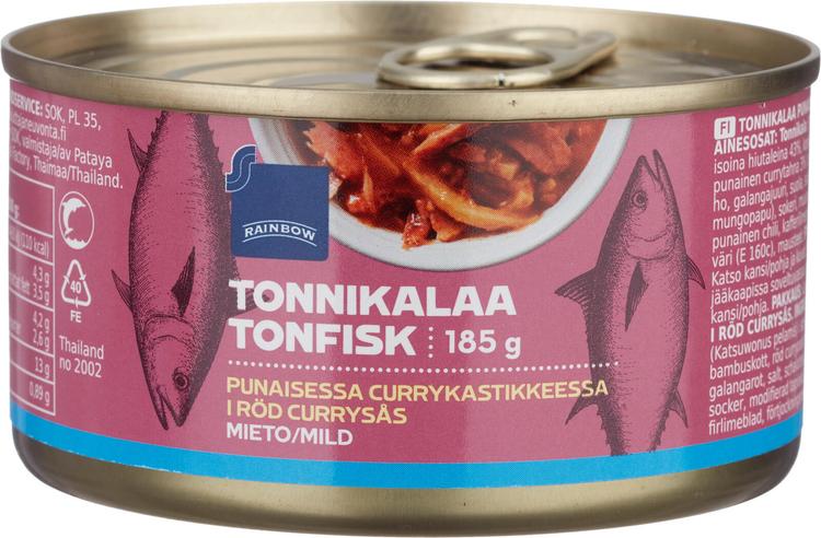 Rainbow 185/80g tonnikalaa punaisessa currykastikkeessa