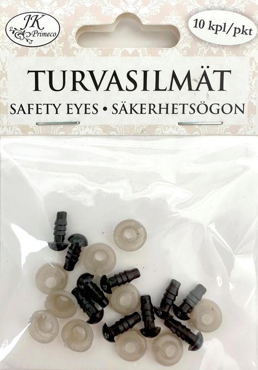 J.K. Primeco turvasilmät 6mm musta 10kpl