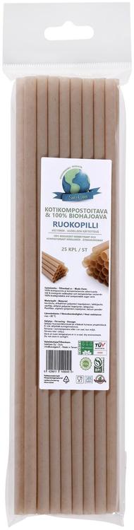 SaveGaia kompostoitava ja biohajoava ruokopilli 6x210mm 25kpl